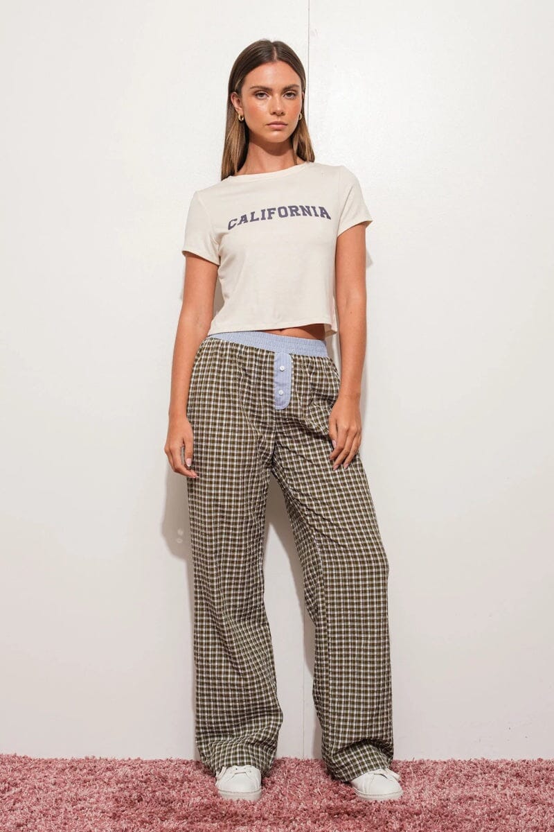 Olga Contrast Striped Wide Leg Pants Clothing Pretty Garbage 