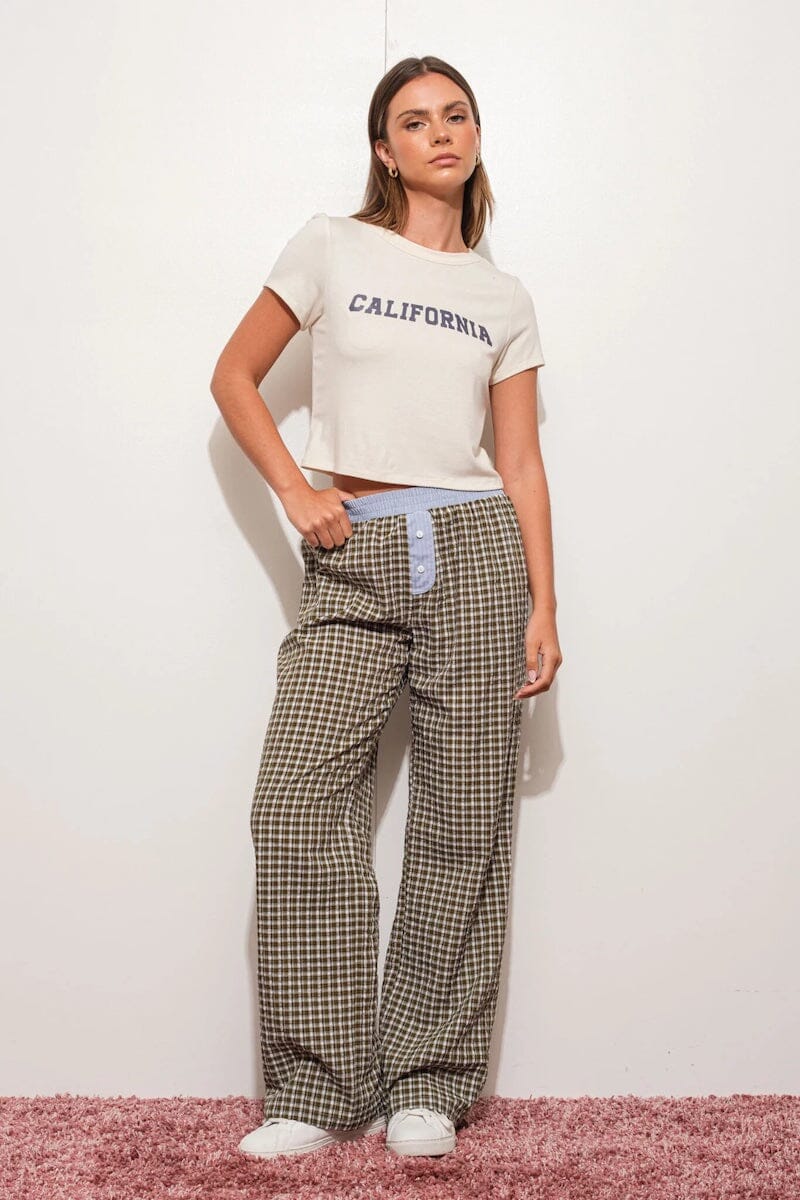 Olga Contrast Striped Wide Leg Pants Clothing Pretty Garbage 