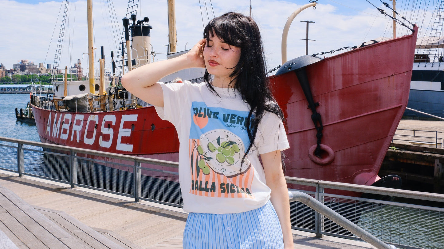 Olive Verdi Graphic T-shirt t-shirt mure + grand 