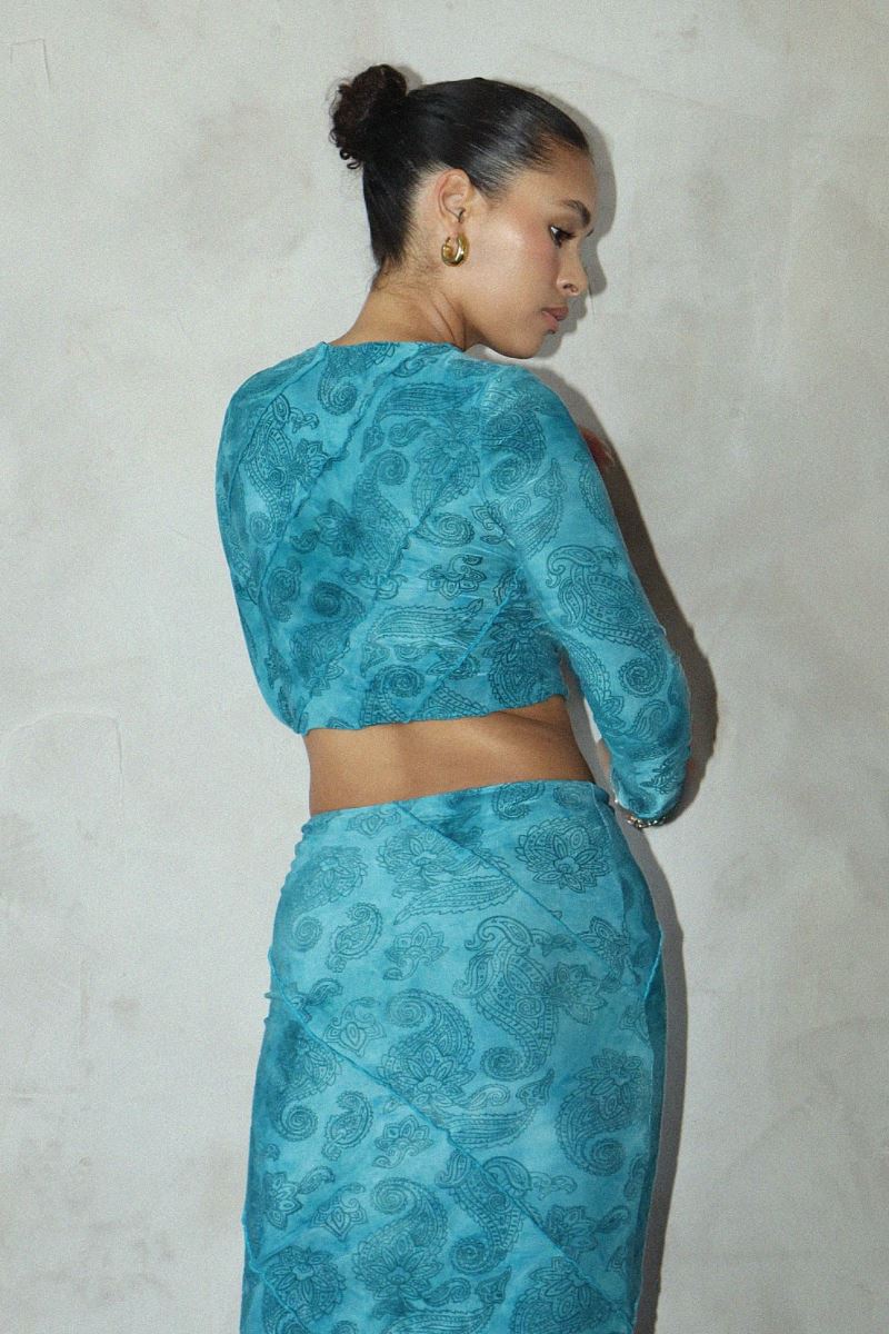 Paisley Burnout Velvet Knit Top Clothing Bailey Rose 