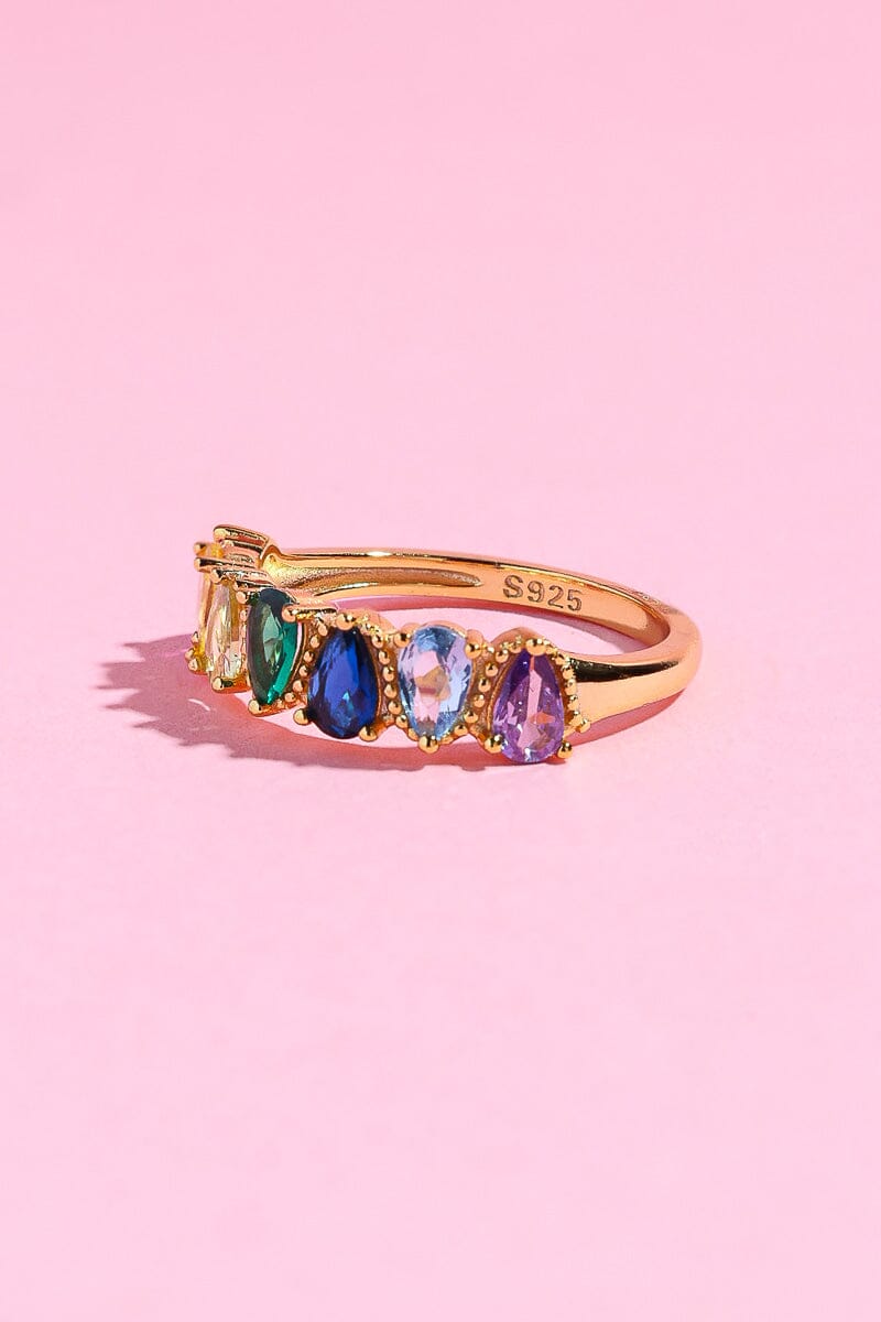 Pear Shape Rainbow Sterling Silver Ring Rings mure + grand 