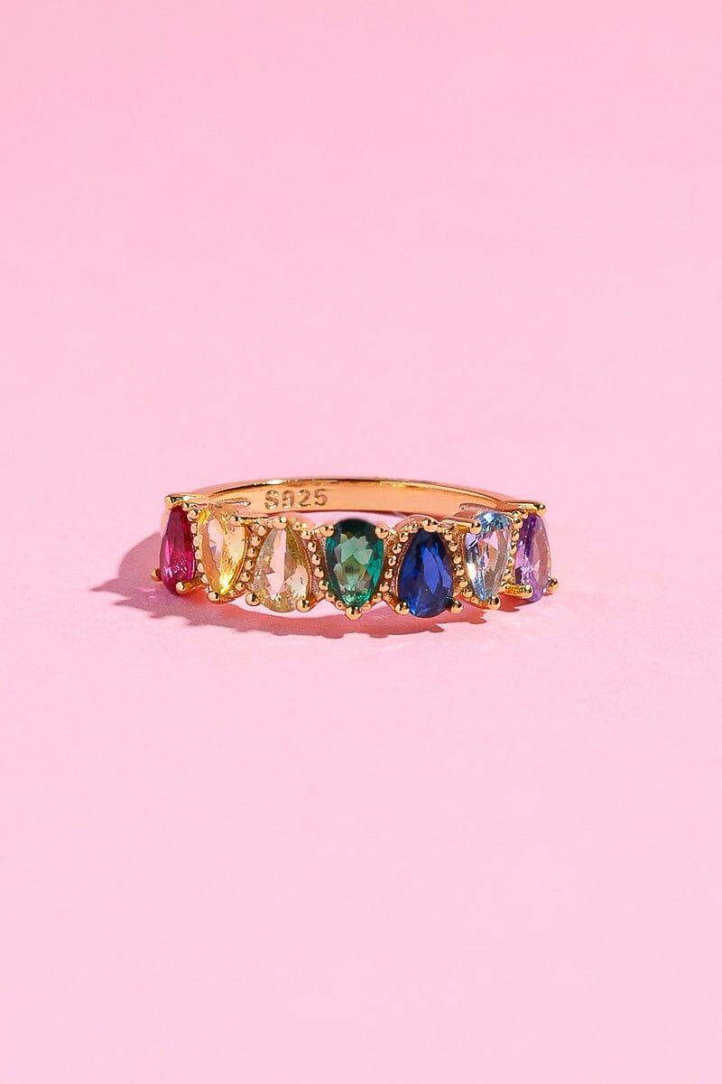 Pear Shape Rainbow Sterling Silver Ring Rings mure + grand 