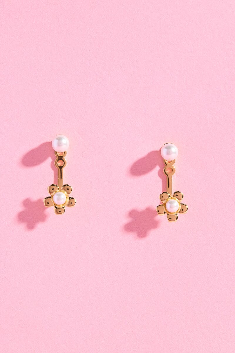 Pearl Bloom Hug Sterling Silver Stud EarringsMure + Grand