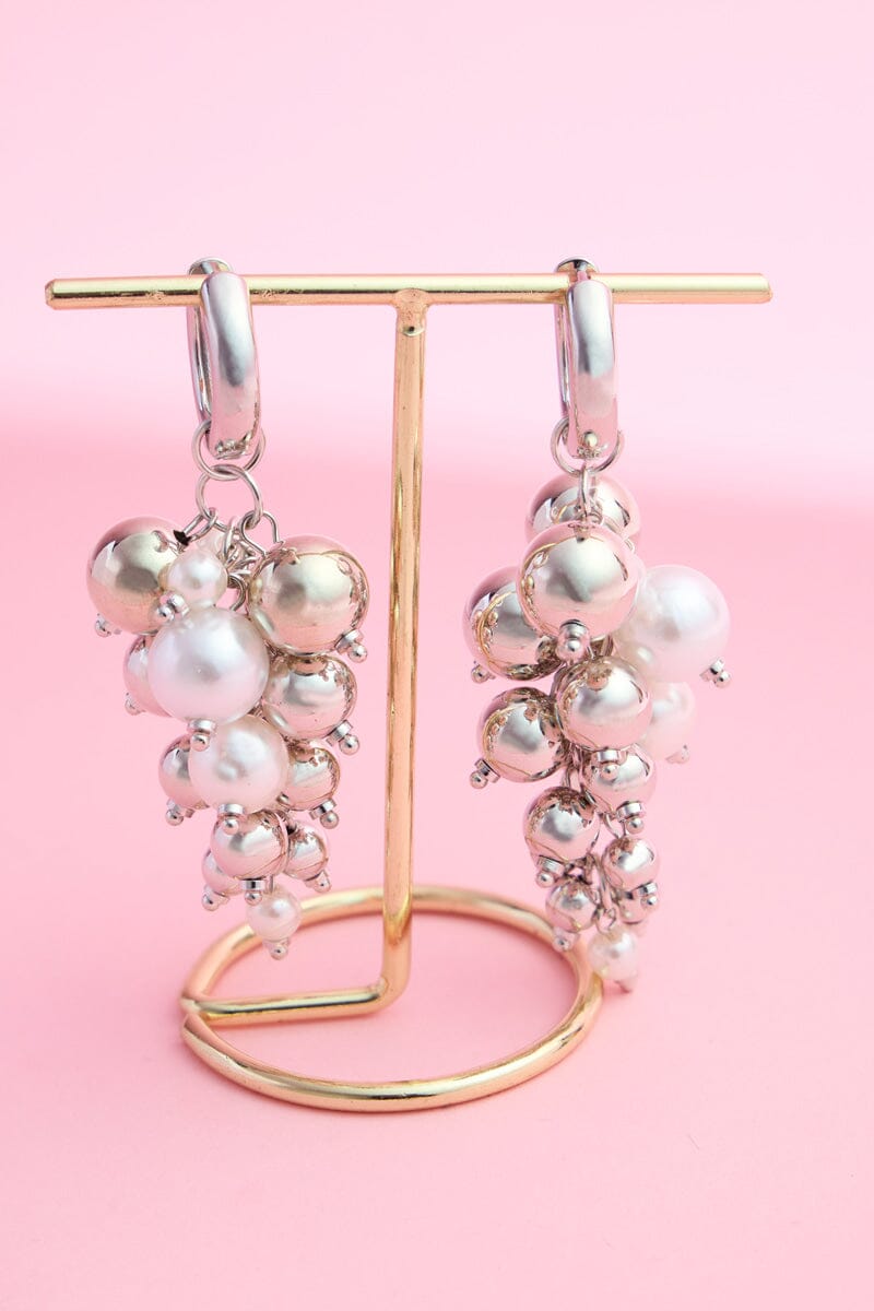 Pearl Cluster Statement Earring Earrings mure + grand Silver 