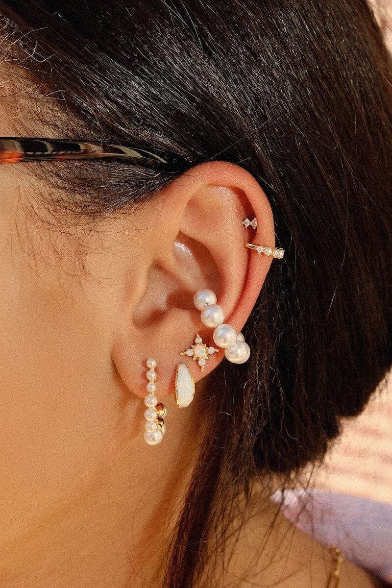 Pearl Lined Open Sterling Silver Hoop EarringsMure + Grand