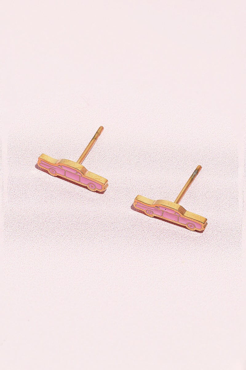 Pink Cadillac Enamel Charm Stud Earrings Earrings mure + grand 