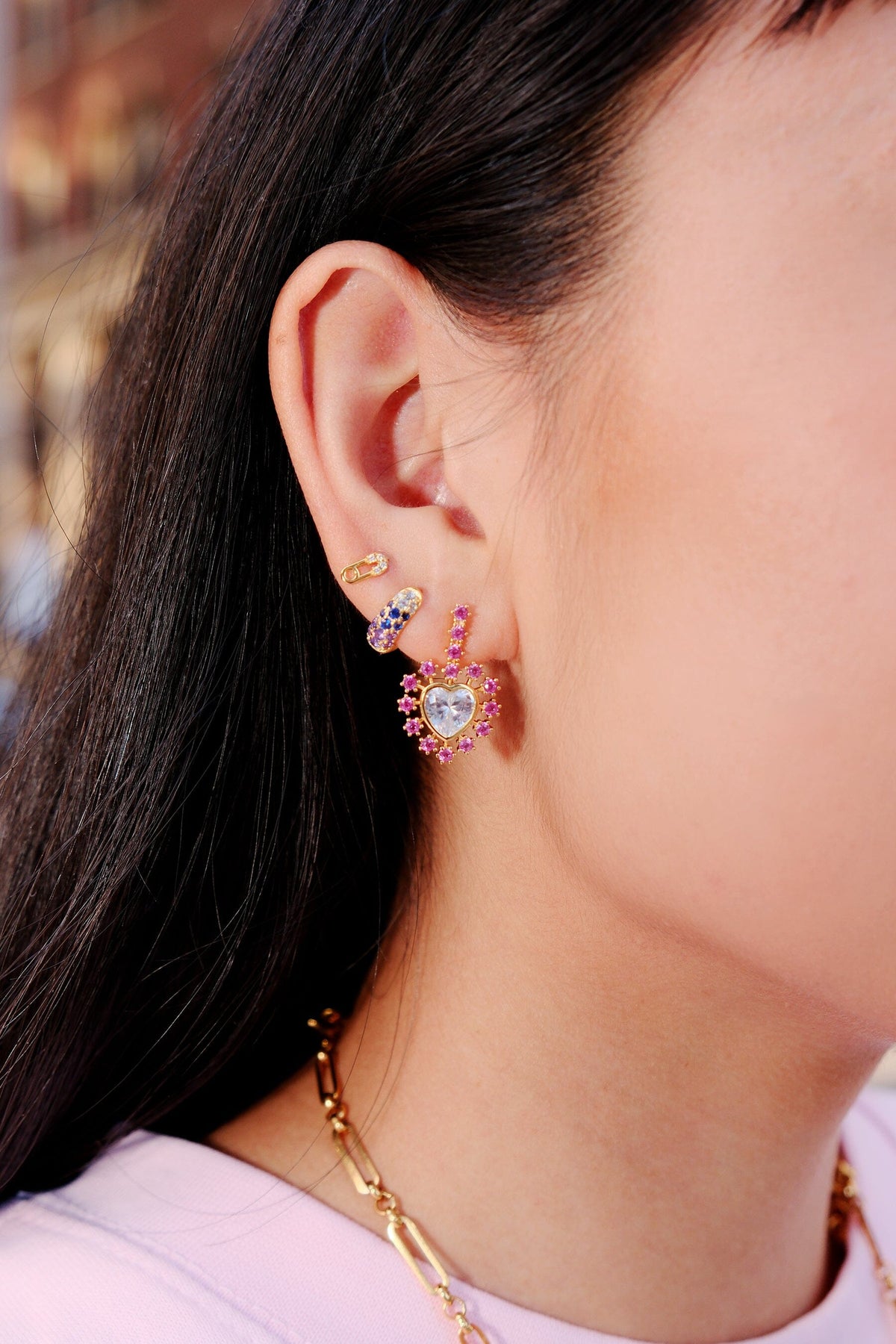 Pink Cluster Sterling Silver Charm Dangle EarringsMure + Grand