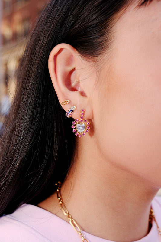 Pink Cluster Sterling Silver Charm Dangle Earrings Earrings mure + grand 