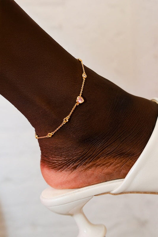 Pink Heart Whisper Sterling Silver Anklet Anklets Mure + Grand 