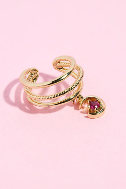 Pink Lover Ear Cuff Earring mure + grand Gold 