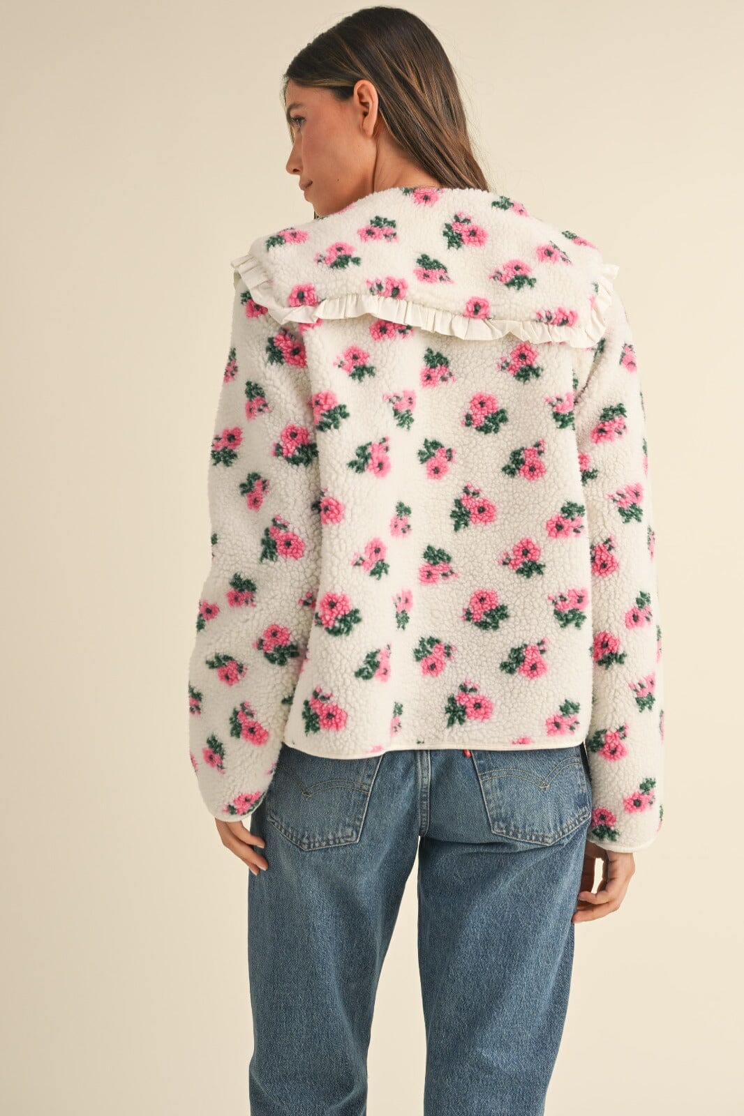 Piterpan Collar Floral Print Shearling Jacket Clothing Mable 