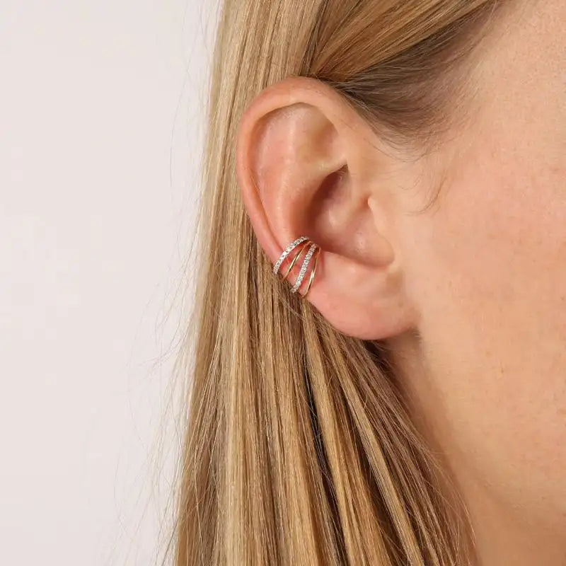 Quadruple Sparkle Sterling Silver Ear Cuff Earrings mure + grand 