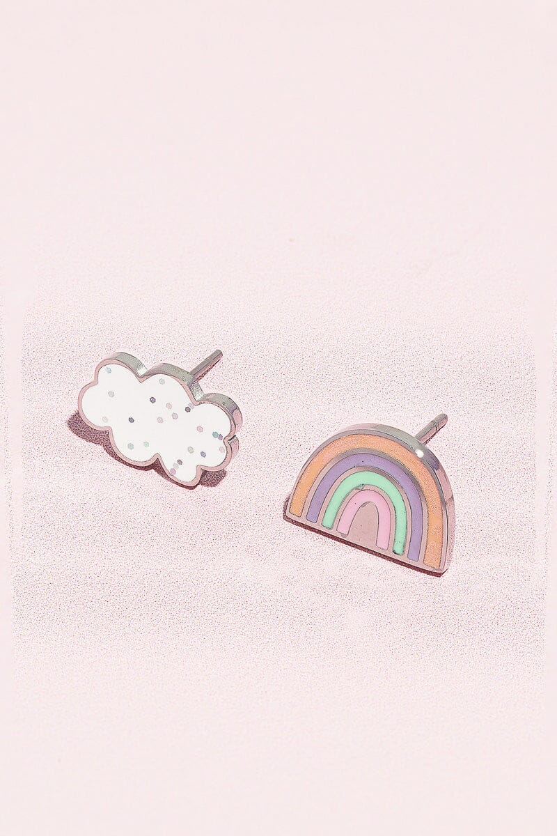 Rainbow + Cloud Enamel Charm Stud Earrings Earrings mure + grand 