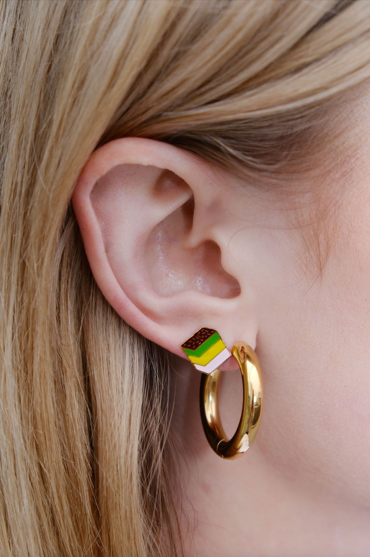 Rainbow Cookie Enamel Charm Stud EarringsMure + Grand