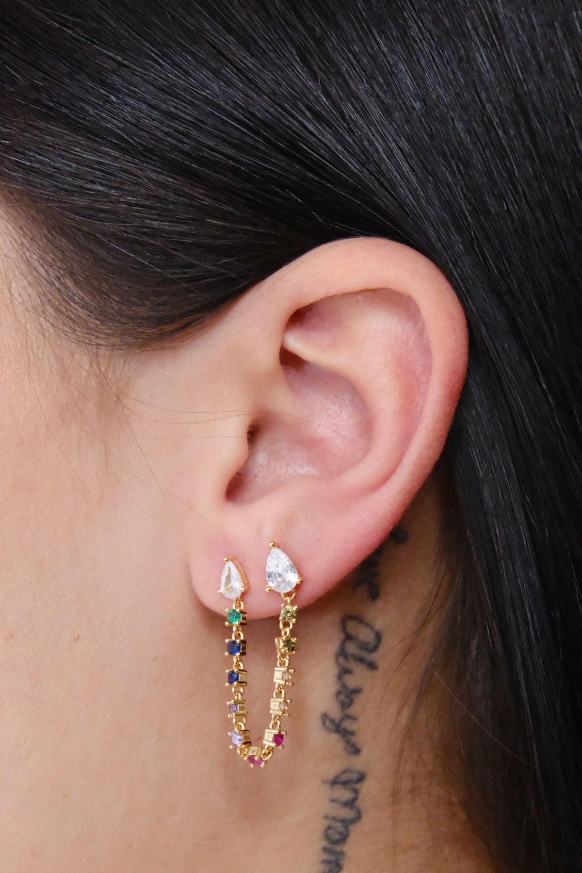 Rainbow Sterling Silver Chain Link EarringMure + Grand