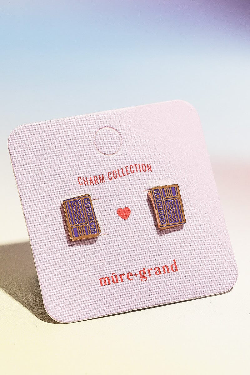 Read All About It Enamel Charm Stud Earrings Earrings mure + grand 