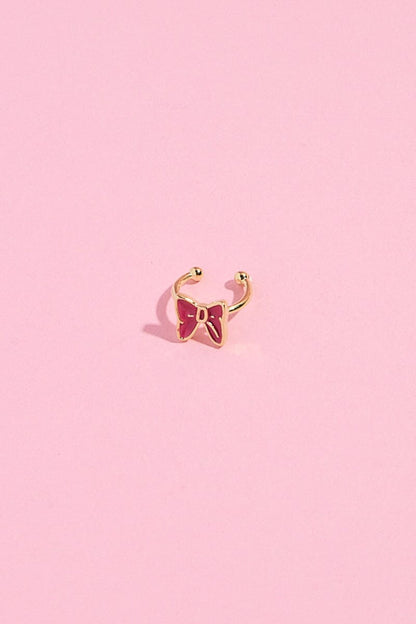 Red Bow Ear Cuff Earring mure + grand Gold 