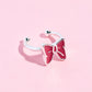Red Bow Ear Cuff Earring mure + grand Silver 