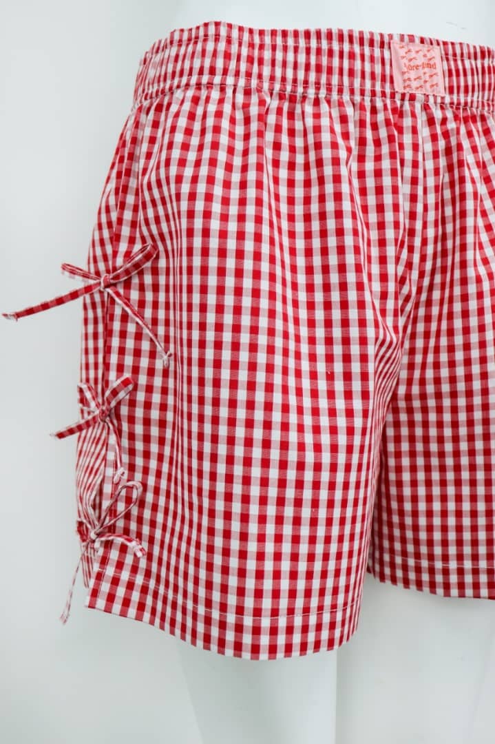 Red Gingham Bow Boxer Shorts Clothing mure + grand 