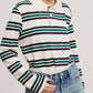 Rida Boxy Fit Striped Knit Polo Sweatshirt Clothing mimosa 