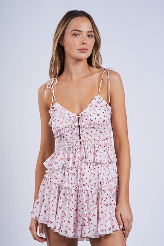 Roamer Lovely Cherry Print Crop Top Clothing Sky to Moon 