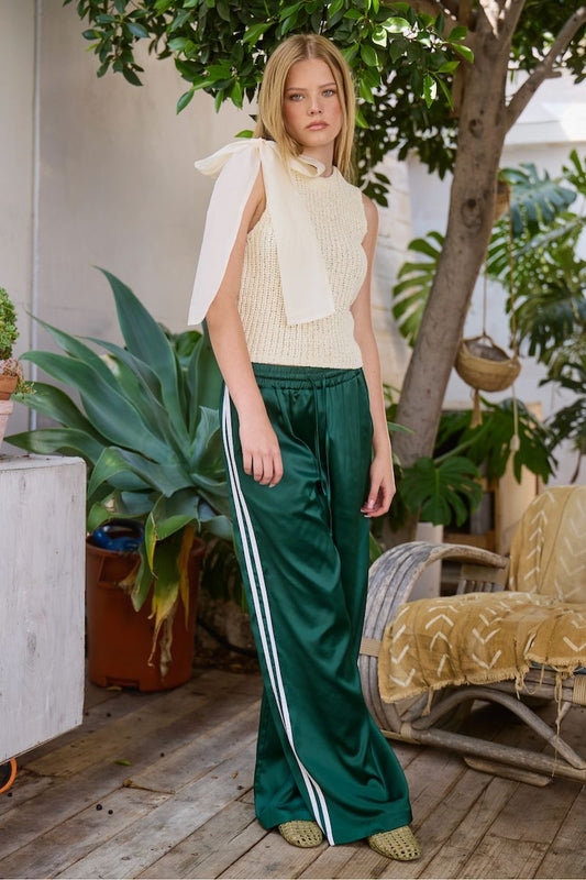 Sadaf Satin Track Striped Pants Clothing Hyfve 