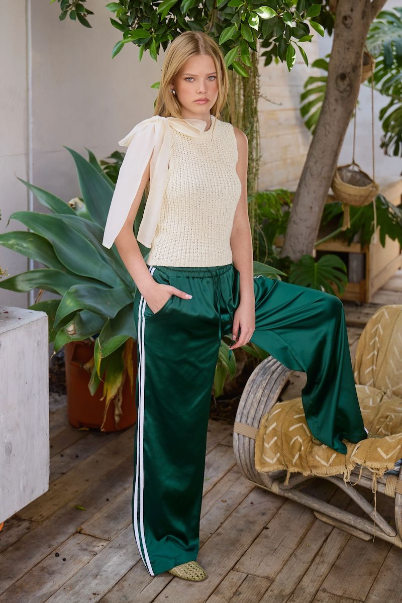 Sadaf Satin Track Striped Pants Clothing Hyfve 