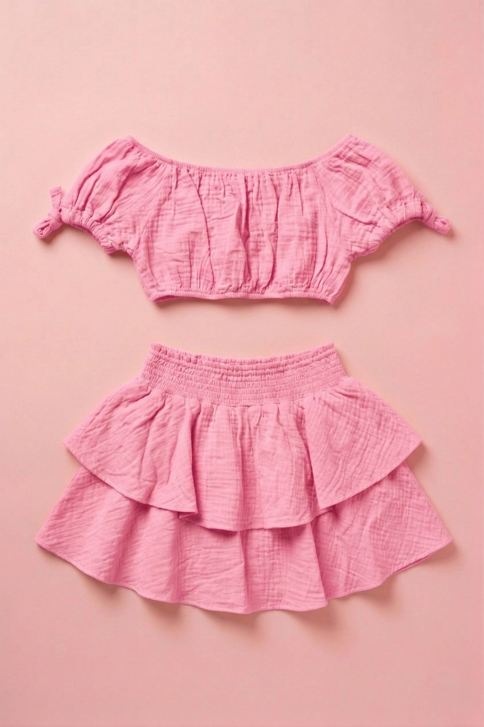 Sadie Tiered Skort Set Clothing Mure + Grand M&G Pink XS 