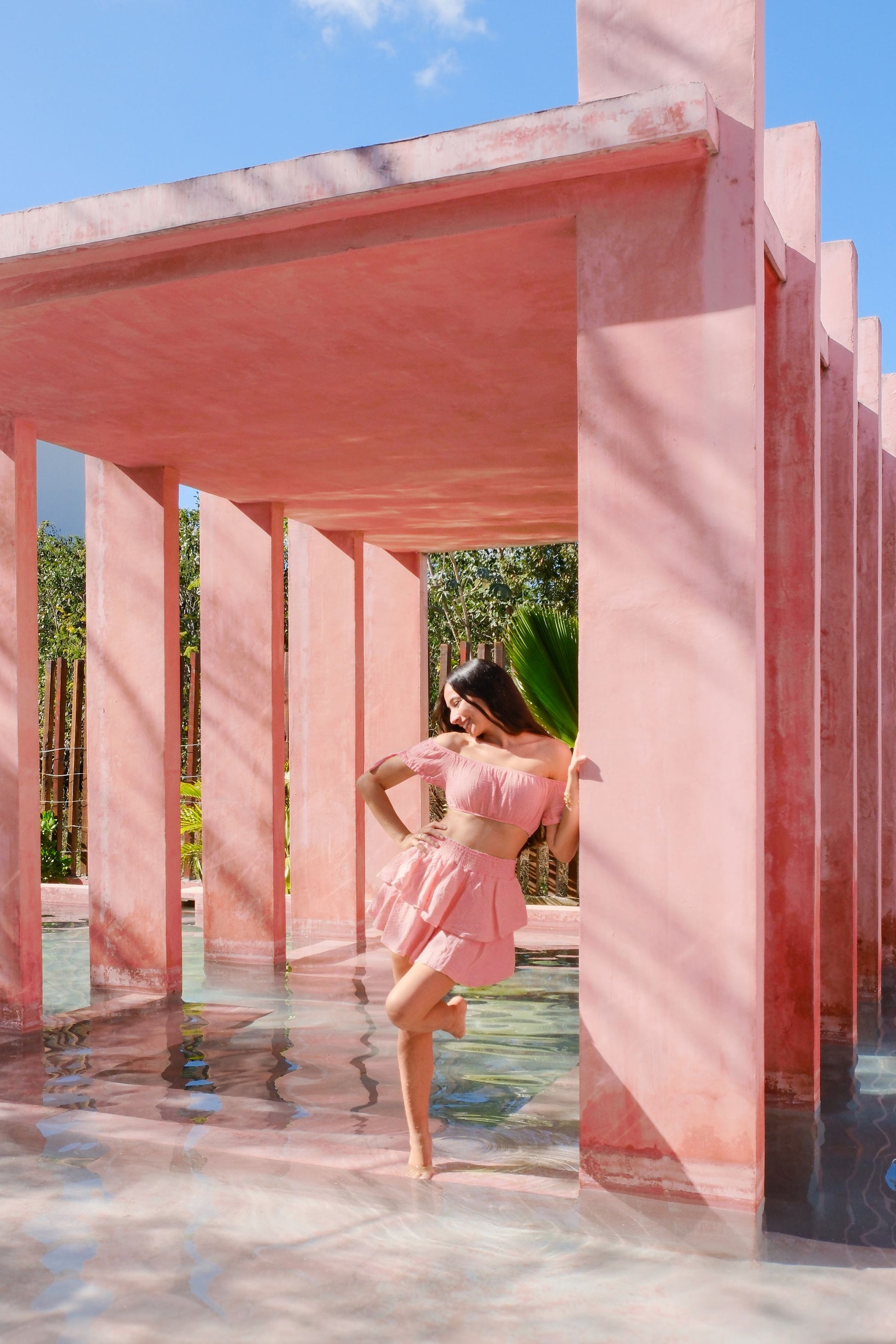 Sadie Tiered Skort Set Clothing Mure + Grand M&G Pink XS 