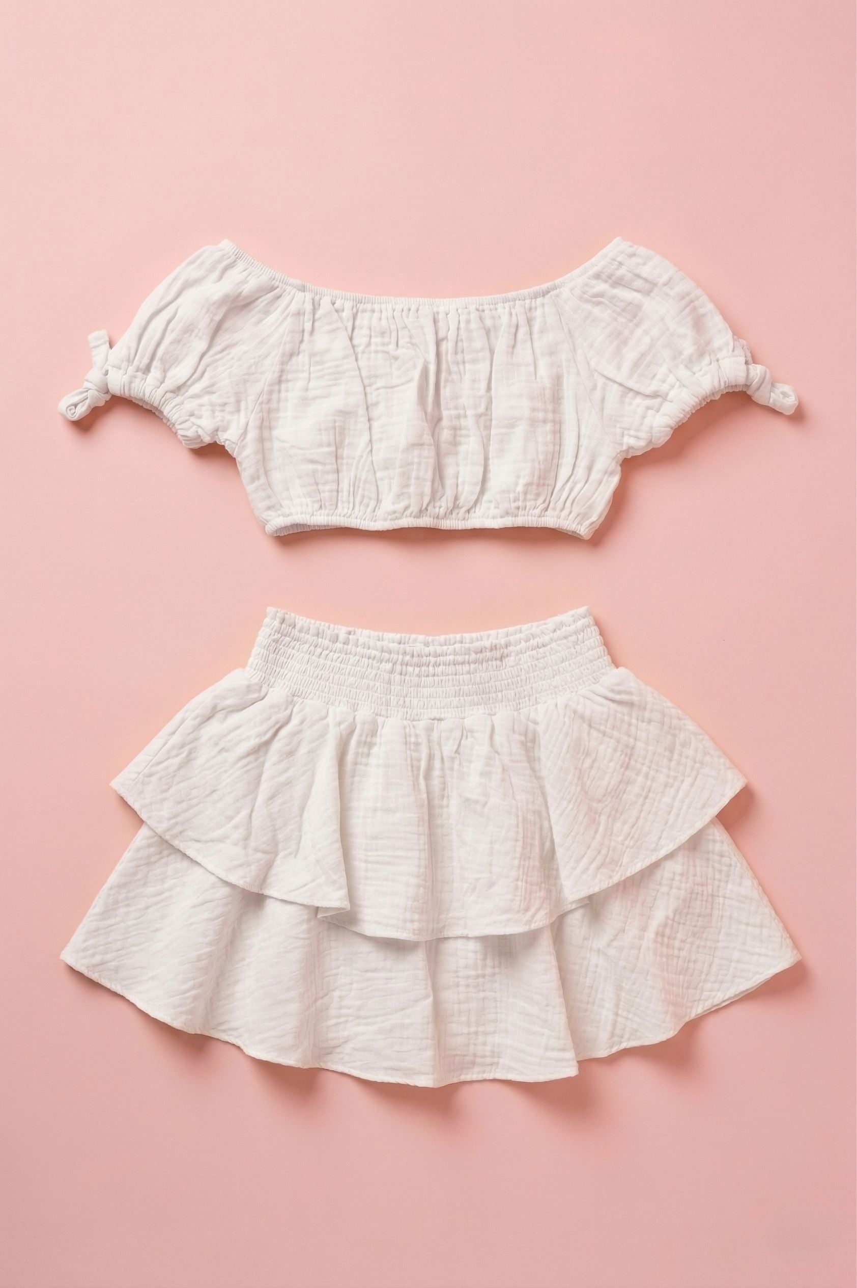 Sadie Tiered Skort Set Clothing Mure + Grand White XS 