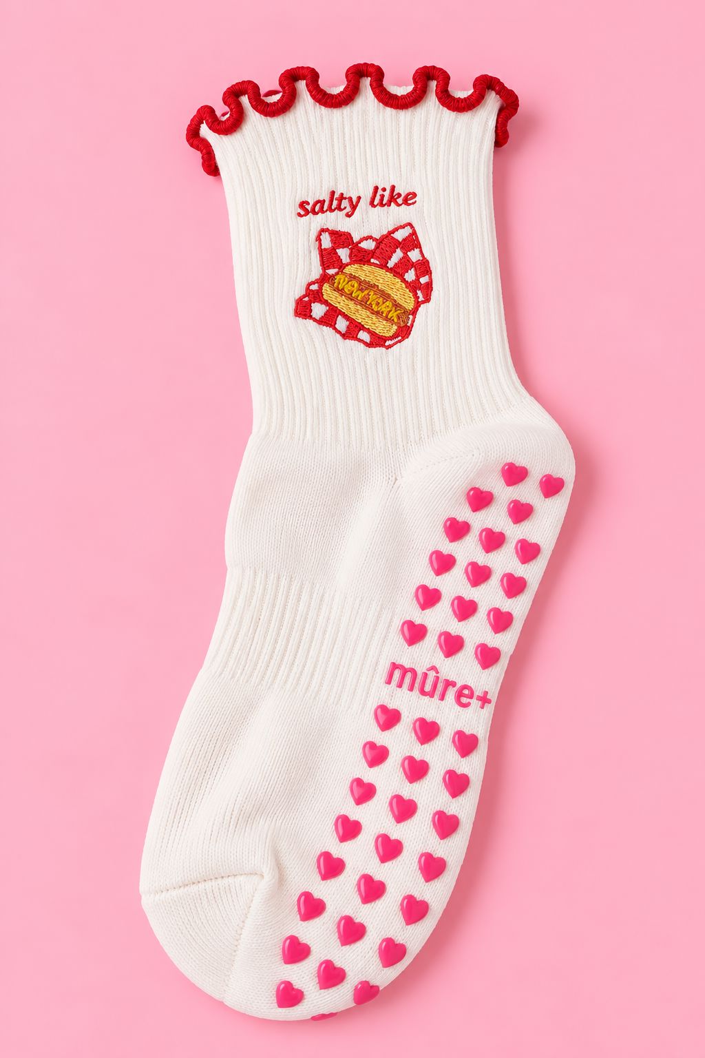 Salty Like New York Frill Pilates Grip Socks Socks mure + grand 