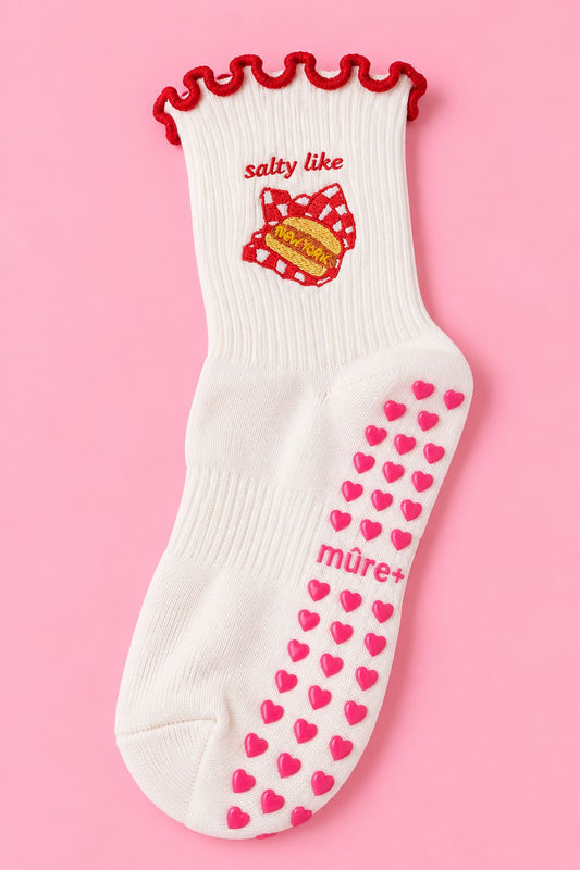 Salty Like New York Frill Pilates Grip Socks Socks mure + grand 