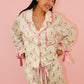 Satin Christmas Tree and Bow Prints Pajama Set Pajamas Peach Love 