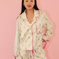 Satin Christmas Tree and Bow Prints Pajama Set Pajamas Peach Love S 