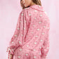 Satin Hearts Prints Pajama Set Pajamas Peach Love 