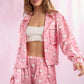 Satin Hearts Prints Pajama Set Pajamas Peach Love 