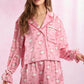 Satin Hearts Prints Pajama Set Pajamas Peach Love 