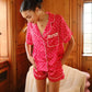 Satin Rose Prints Pajama Set Pajamas Peach Love 