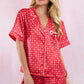 Satin Rose Prints Pajama Set Pajamas Peach Love 