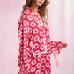 Satin Strawberry Love Prints Pajama Set Pajamas Peach Love 