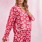 Satin Strawberry Love Prints Pajama Set Pajamas Peach Love 