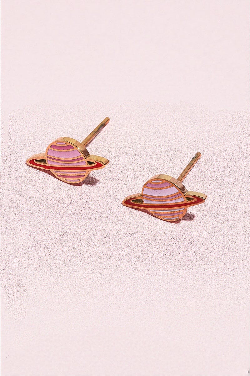 Saturn Enamel Charm Stud Earrings Earrings mure + grand 