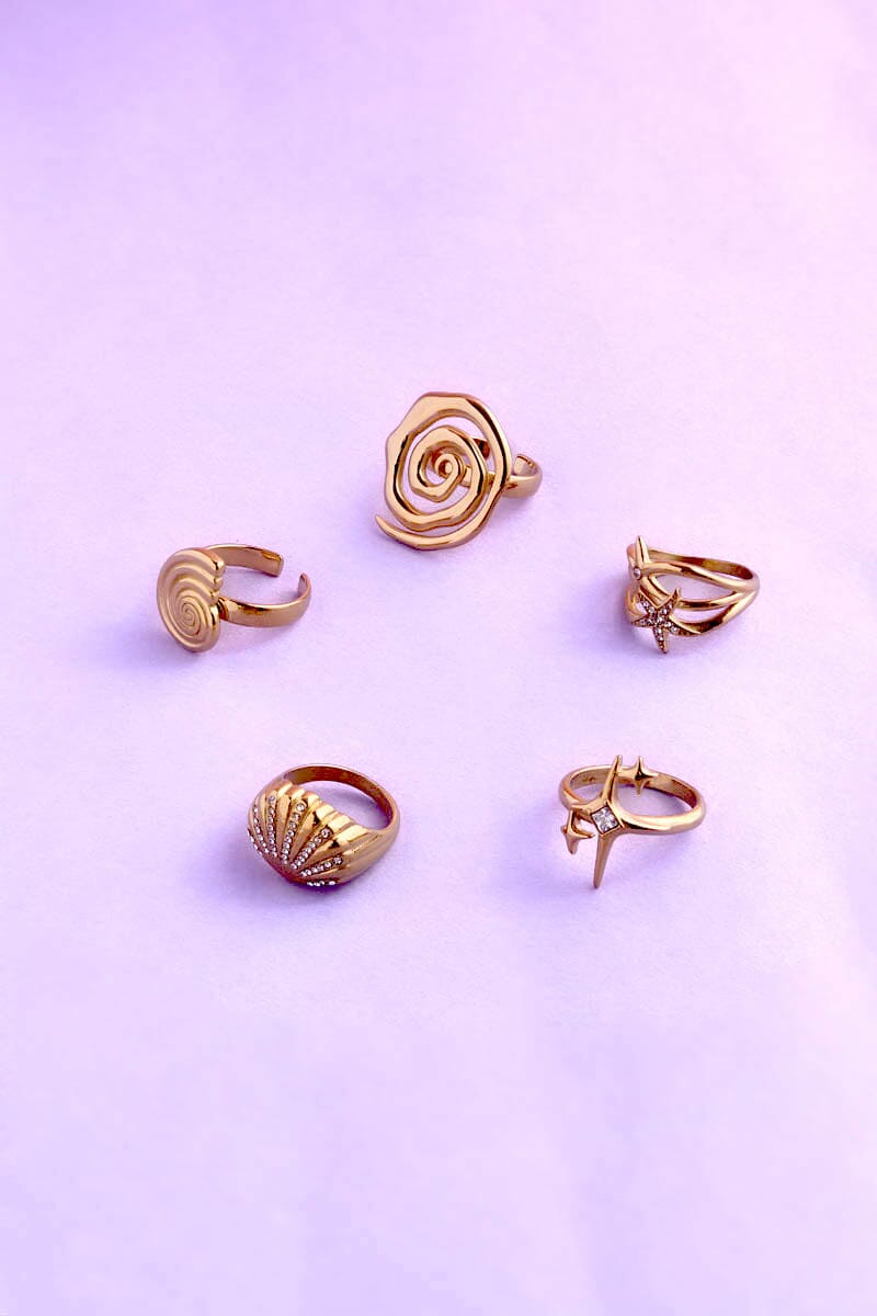 Seashell Swirl Adjustable Stacking Rings Rings mure + grand 
