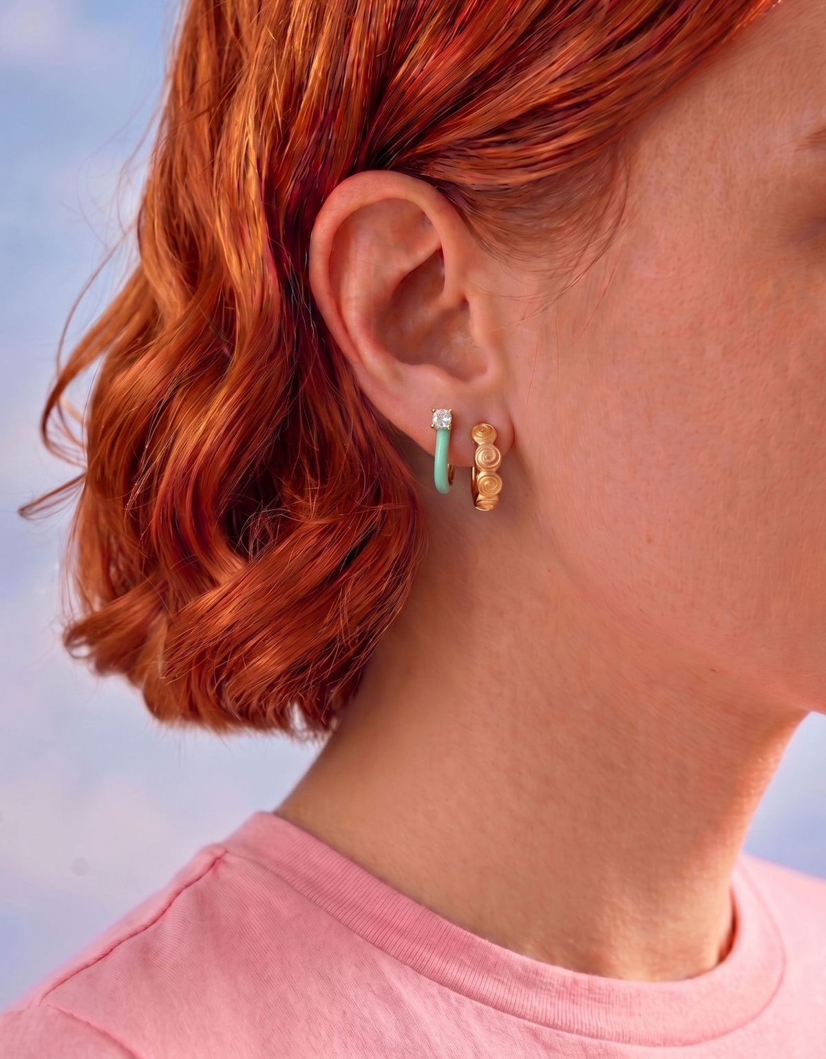 Seaside Shell Sterling Silver Hoop EarringsMure + Grand