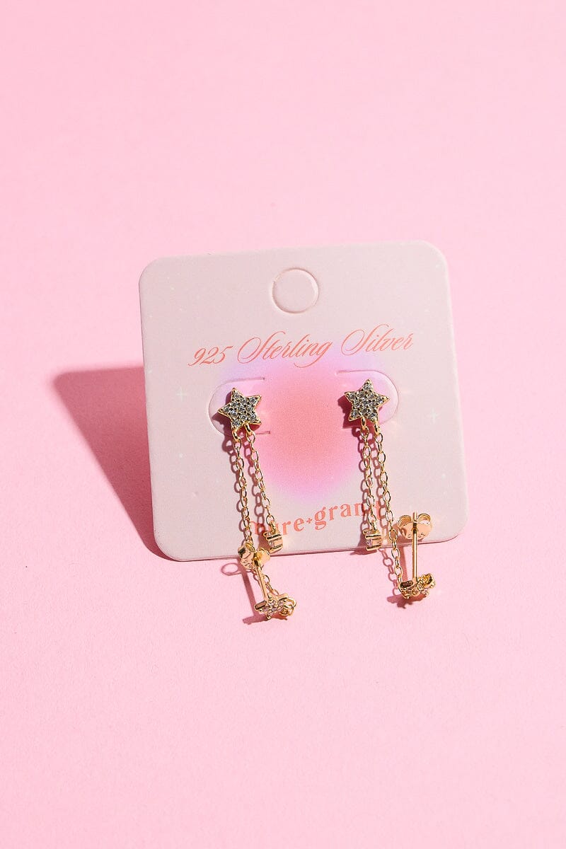 Shooting Star Sterling Silver Chain Link EarringsMure + Grand