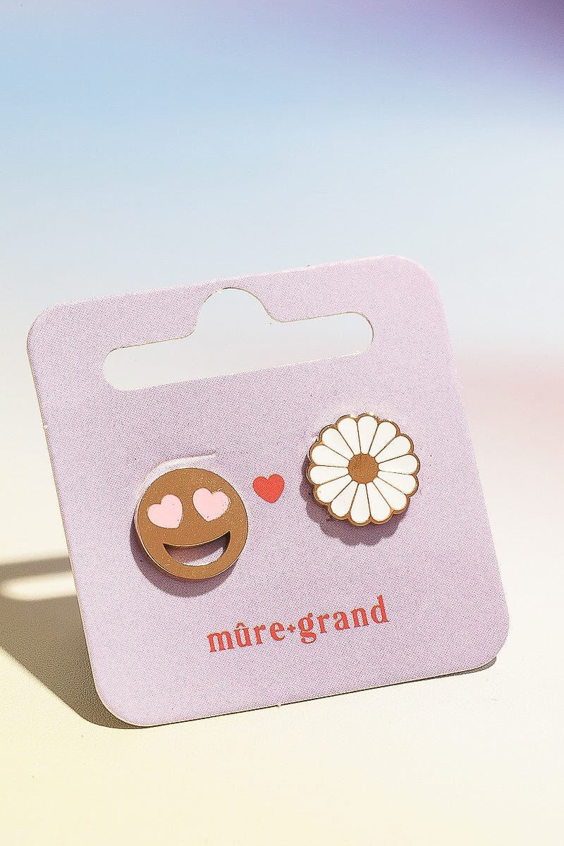 Smiley + Daisy Enamel Charm Stud Earrings Earrings mure + grand 