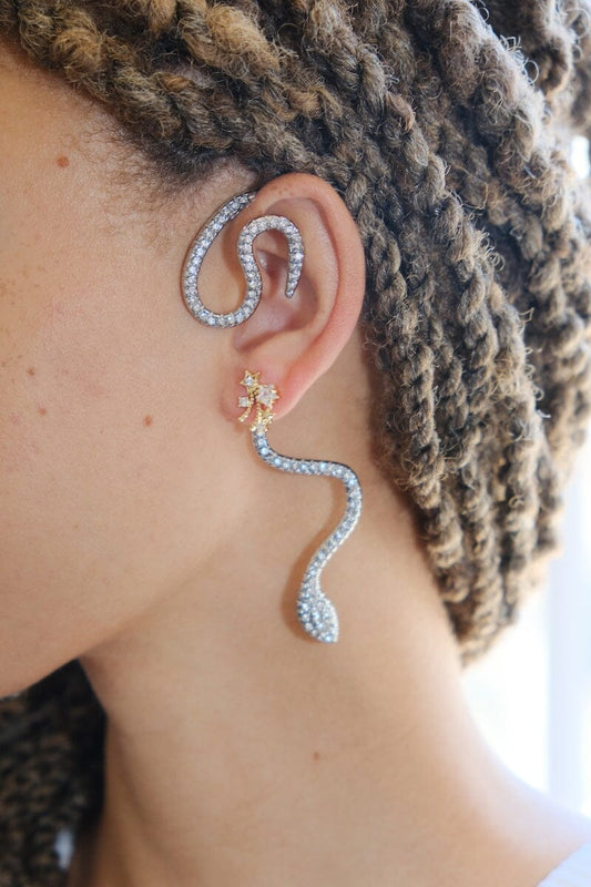 Snake Hook Ear Cuff Earring mure + grand Silver 