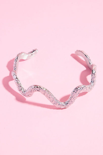 Snake Shaped Cuff Bangle Bracelet Mure + Grand Silver 
