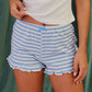 Sofia Stripe Ruffle Shorts Clothing mure + grand Blue S 