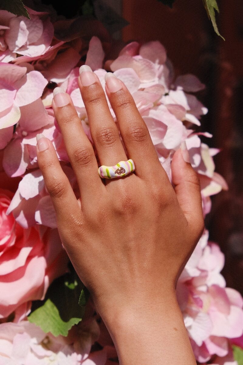 Sophie Painted Enamel Stacking RingMure + Grand